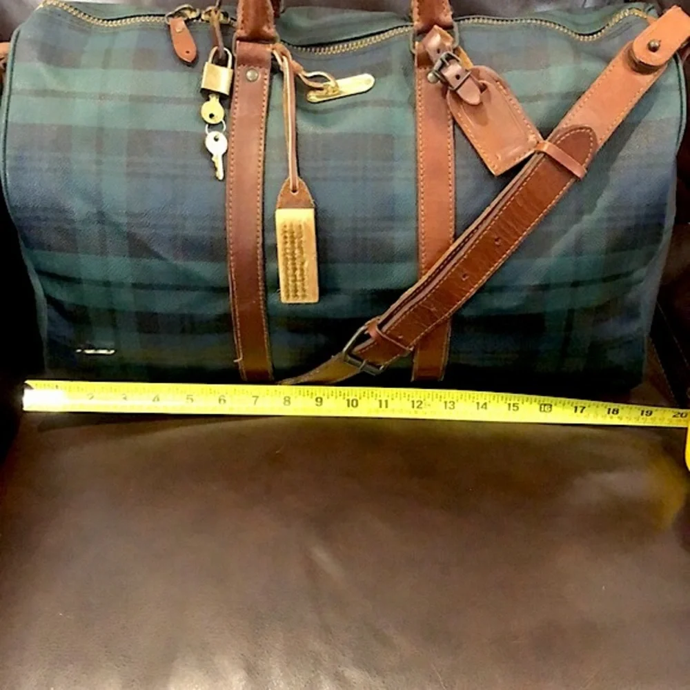 RALPH LAUREN Black Watch Plaid Speedy Boston Travel Vacation Camp Shoulder Bag